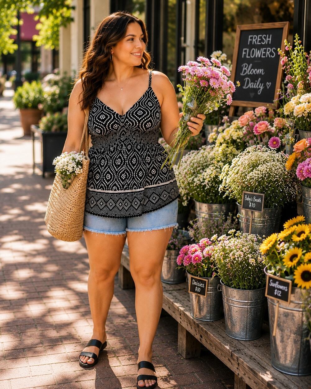 Torrid Size 0 Black White Boho Swing Cami Top Tassel Hem Rayon Size 12-14